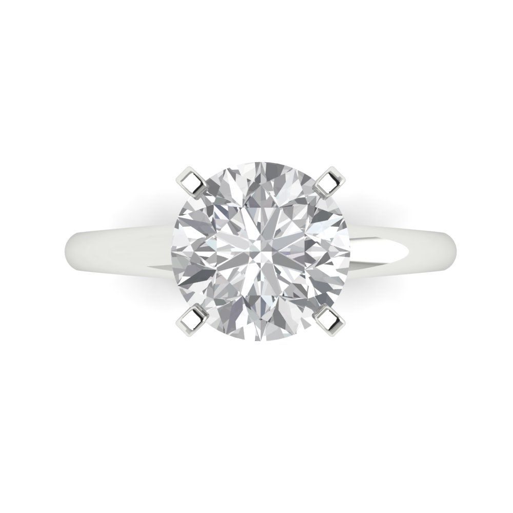 2.5 cttw Certified Moissanite Solitaire  Engagement Ring - Solid Gold (VVS1, D-F,Round Cut,8.5mm)
