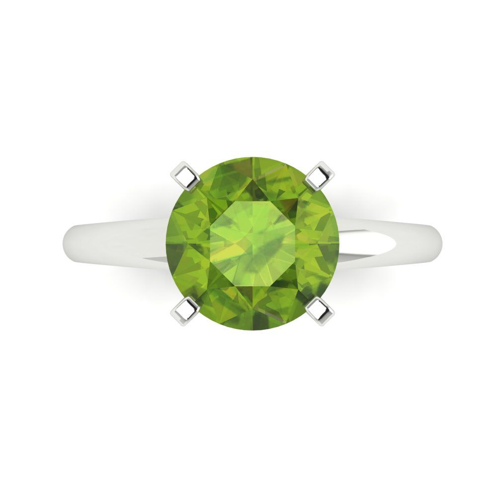 2.5 cttw Natural Peridot Solitaire  Engagement Ring - Solid Gold (Round Cut,8.5mm)