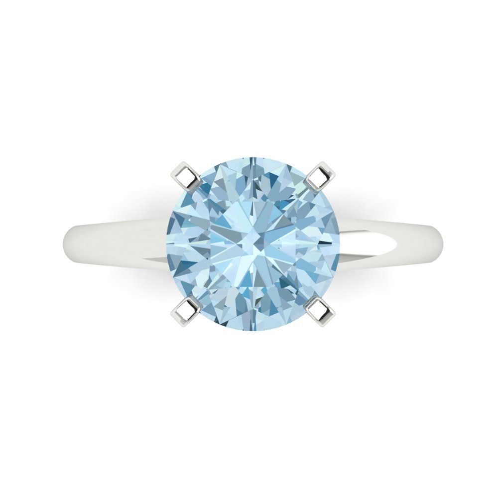 2.5 cttw Natural Sky Blue Topaz Solitaire  Engagement Ring - Solid Gold (Round Cut,8.5mm)