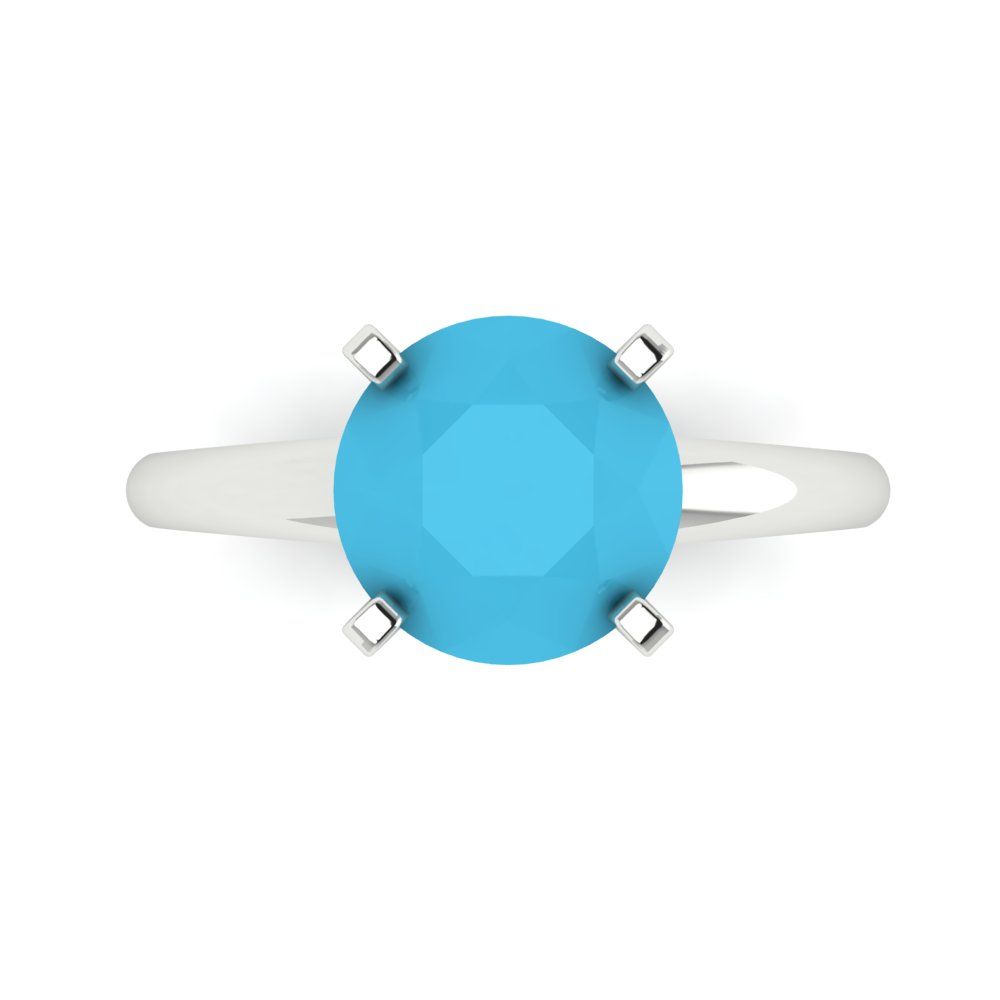 2.5 cttw Simulated Turquoise Solitaire  Engagement Ring - Solid Gold (Round Cut,8.5mm)