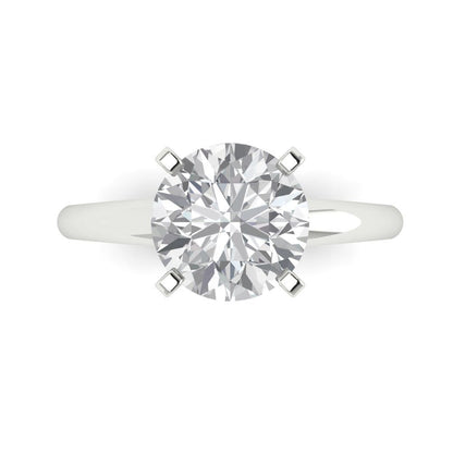 2.5 cttw White Sapphire Solitaire  Engagement Ring - Solid Gold (Round Cut,8.5mm)