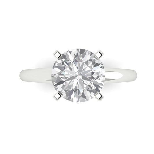 2.5 cttw White Sapphire Solitaire  Engagement Ring - Solid White Gold (VVS1, Round Cut,8.5mm)