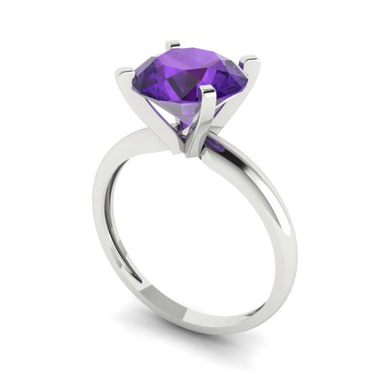 2.5 cttw Natural Amethyst Solitaire  Engagement Ring - Solid Gold (Round Cut,8.5mm)