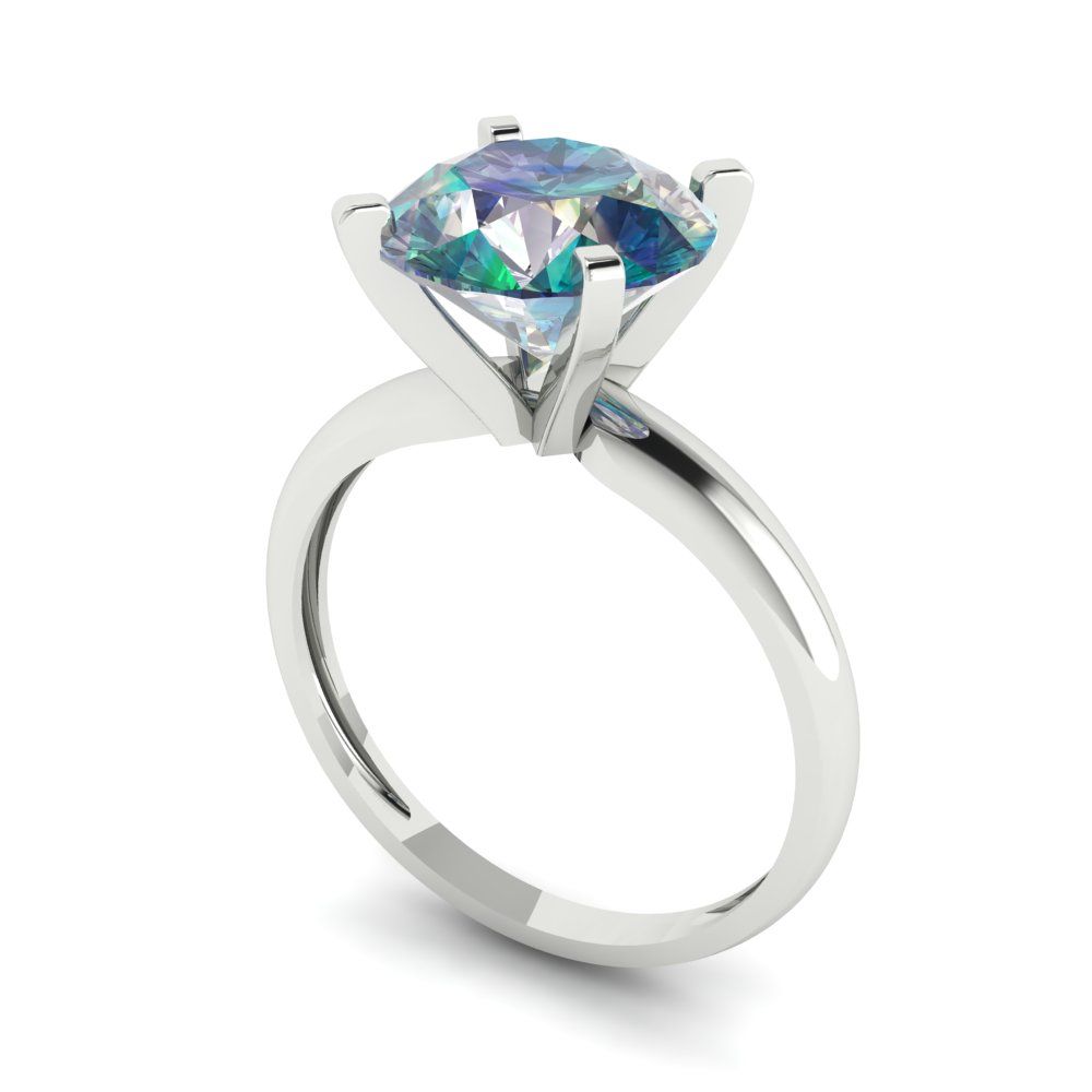 2.5 cttw Blue Moissanite Solitaire  Engagement Ring - Solid Gold (Round Cut,8.5mm)