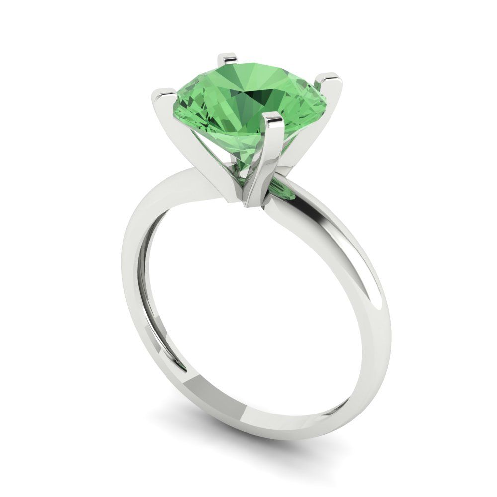 2.5 cttw Zirconia Simulated Green Diamond Solitaire  Engagement Ring - Solid Gold (VVS1, Round Cut,8.5mm)