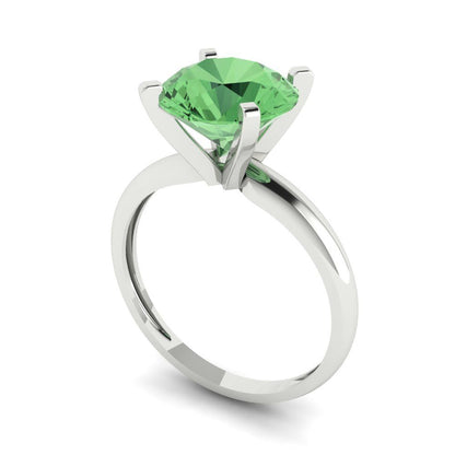 2.5 cttw Zirconia Simulated Green Diamond Solitaire  Engagement Ring - Solid Gold (VVS1, Round Cut,8.5mm)