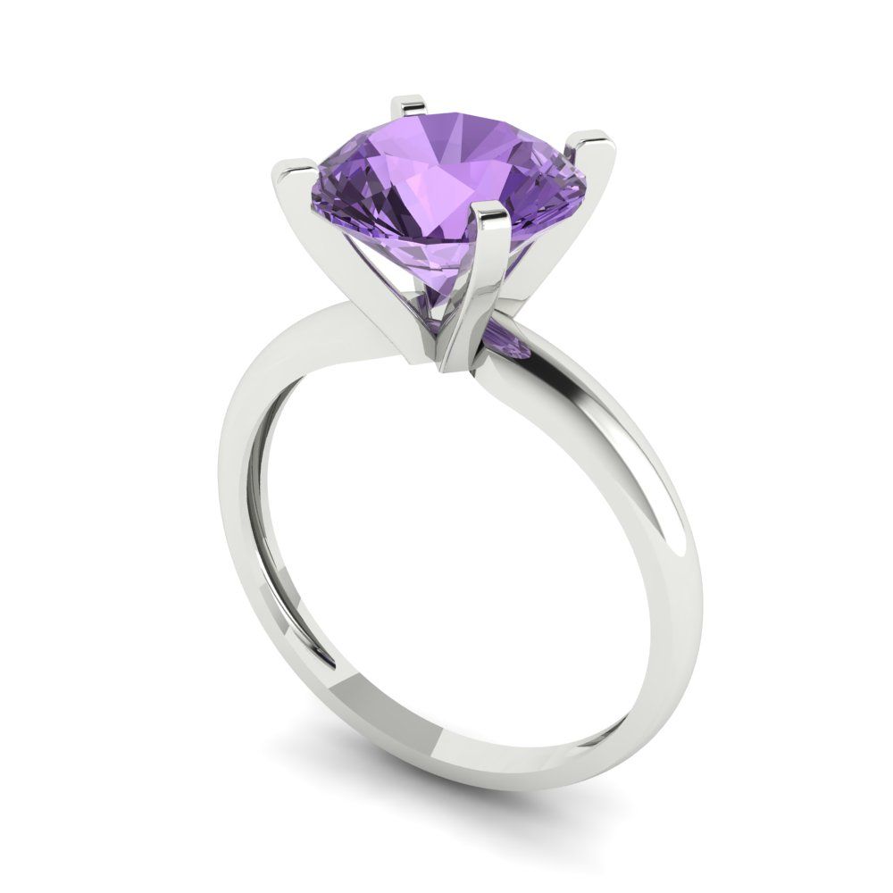 2.5 cttw Simulated Alexandrite Solitaire  Engagement Ring - Solid Gold (Round Cut,8.5mm)