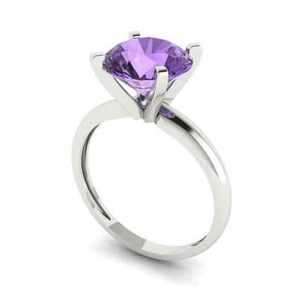 2.5 cttw Simulated Alexandrite Solitaire  Engagement Ring - Solid Gold (Round Cut,8.5mm)