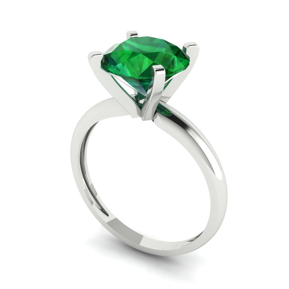 2.5 cttw Simulated Emerald Solitaire  Engagement Ring - Solid Gold (Round Cut,8.5mm)