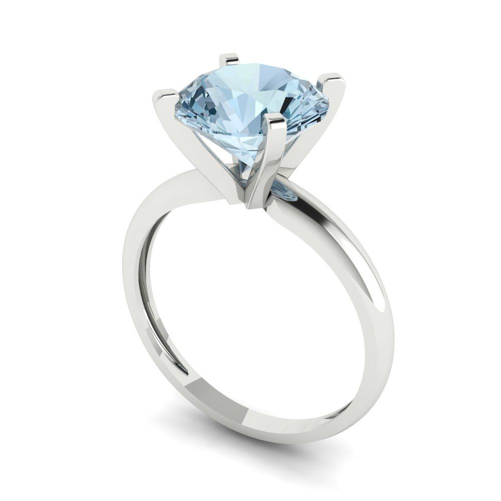 2.5 cttw Zirconia Simulated Blue Diamond Solitaire  Engagement Ring - Solid Gold (VVS1, Round Cut,8.5mm)