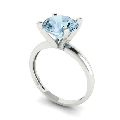 2.5 cttw Zirconia Simulated Blue Diamond Solitaire  Engagement Ring - Solid Gold (VVS1, Round Cut,8.5mm)