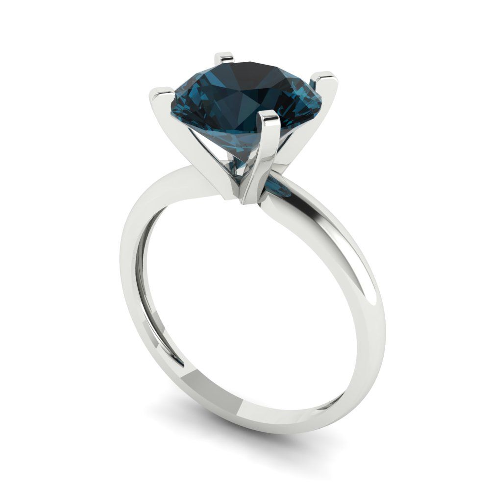 2.5 cttw Natural London Blue Topaz Solitaire  Engagement Ring - Solid Gold (Round Cut,8.5mm)