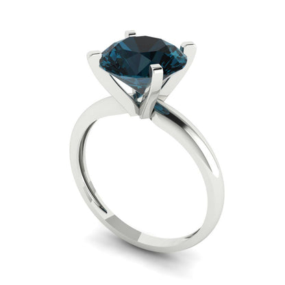 2.5 cttw Natural London Blue Topaz Solitaire  Engagement Ring - Solid Gold (Round Cut,8.5mm)