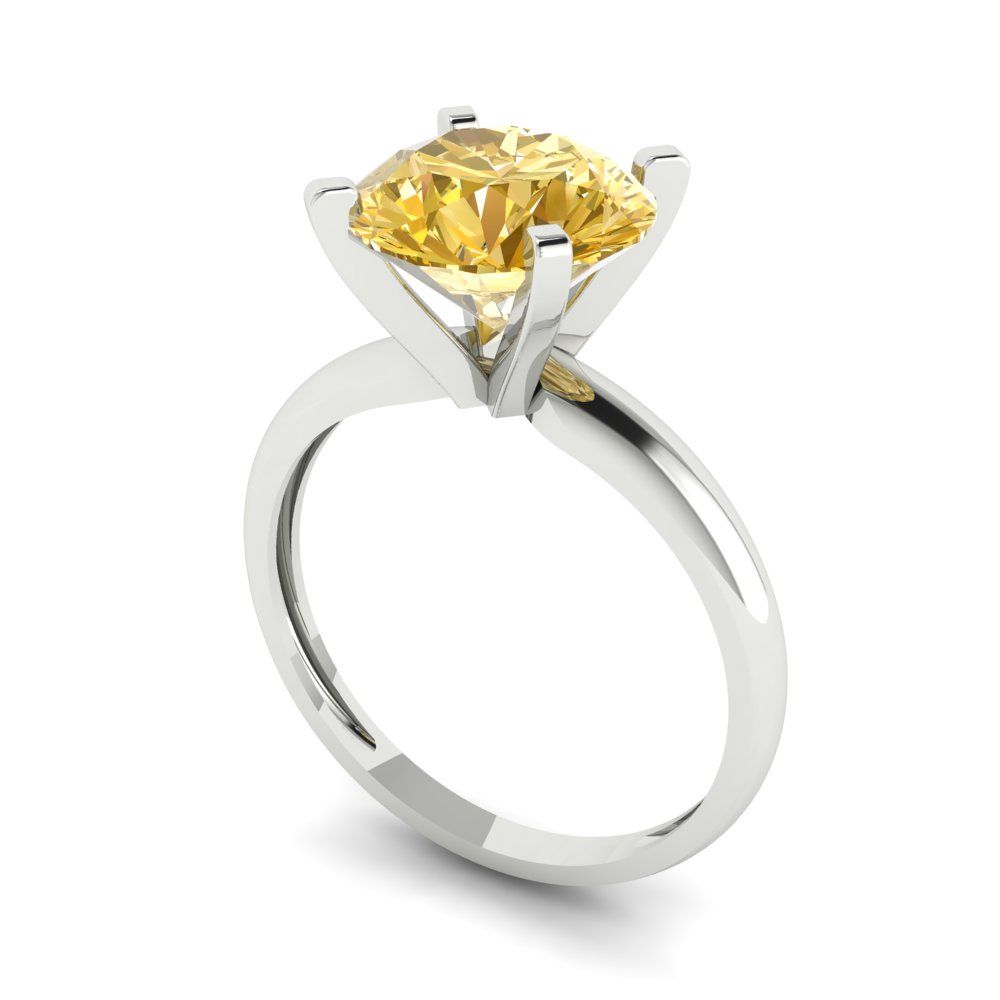 2.5 cttw Yellow Moissanite Solitaire  Engagement Ring - Solid Gold (Round Cut,8.5mm)