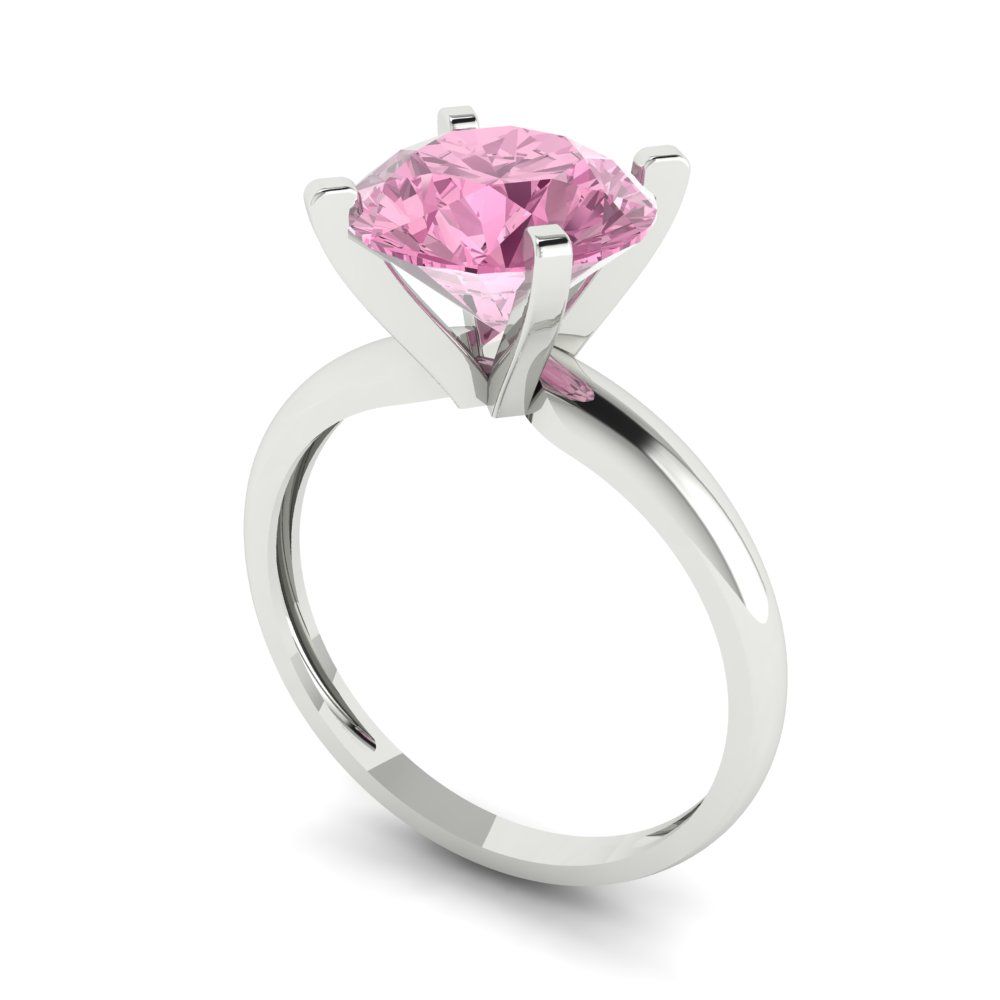 2.5 cttw Zirconia Simulated Pink Diamond Solitaire  Engagement Ring - Solid Gold (VVS1, Round Cut,8.5mm)