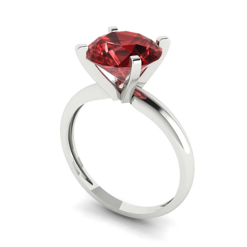 2.5 cttw Natural Garnet Solitaire  Engagement Ring - Solid Gold (Round Cut,8.5mm)