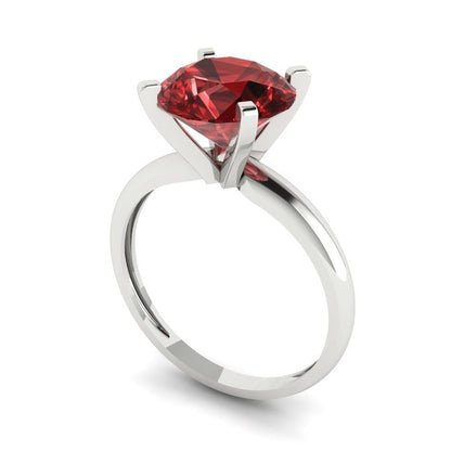 2.5 cttw Natural Garnet Solitaire  Engagement Ring - Solid Gold (Round Cut,8.5mm)