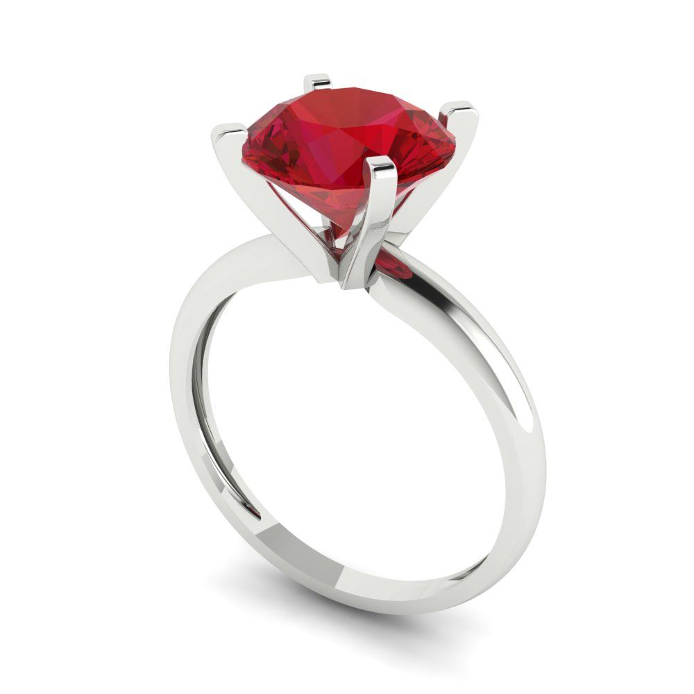 2.5 cttw Simulated Ruby Solitaire  Engagement Ring - Solid White Gold (VVS1, Round Cut,8.5mm)