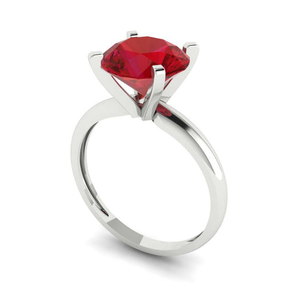 2.5 cttw Simulated Ruby Solitaire  Engagement Ring - Solid White Gold (VVS1, Round Cut,8.5mm)