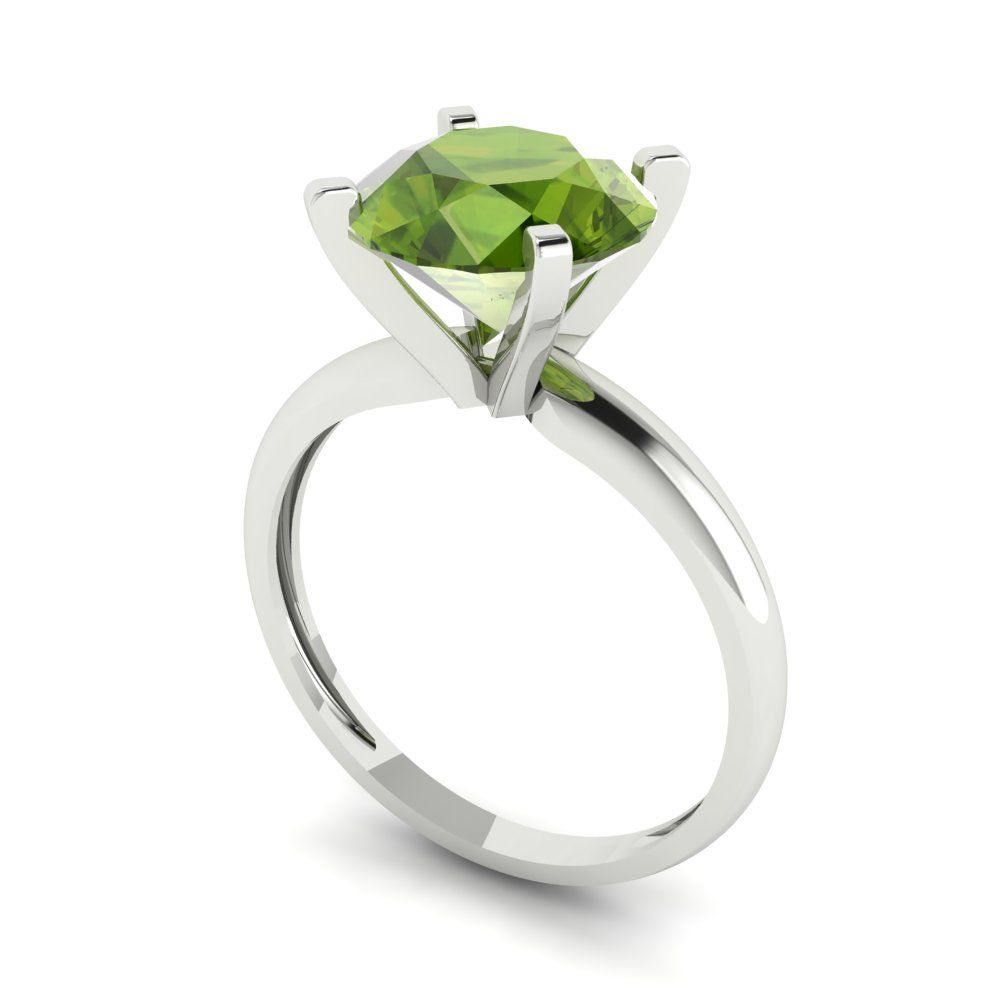 2.5 cttw Natural Peridot Solitaire  Engagement Ring - Solid Gold (Round Cut,8.5mm)