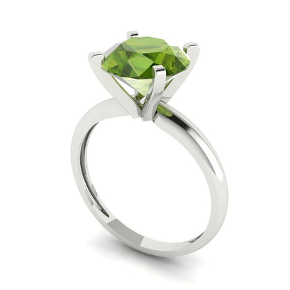 2.5 cttw Natural Peridot Solitaire  Engagement Ring - Solid Gold (Round Cut,8.5mm)