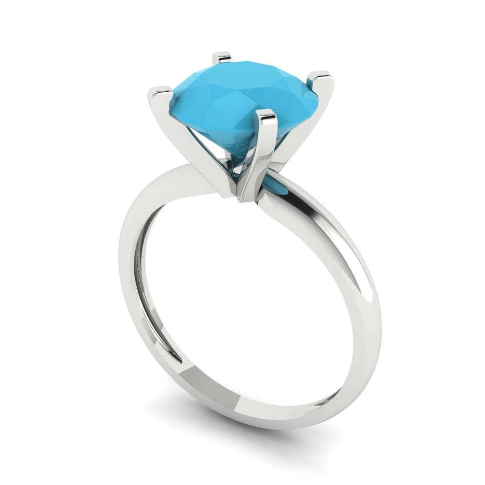 2.5 cttw Simulated Turquoise Solitaire  Engagement Ring - Solid Gold (Round Cut,8.5mm)