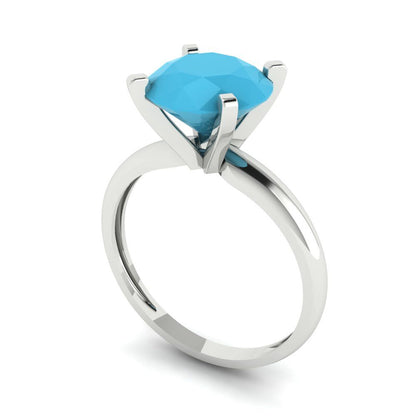 2.5 cttw Simulated Turquoise Solitaire  Engagement Ring - Solid Gold (Round Cut,8.5mm)