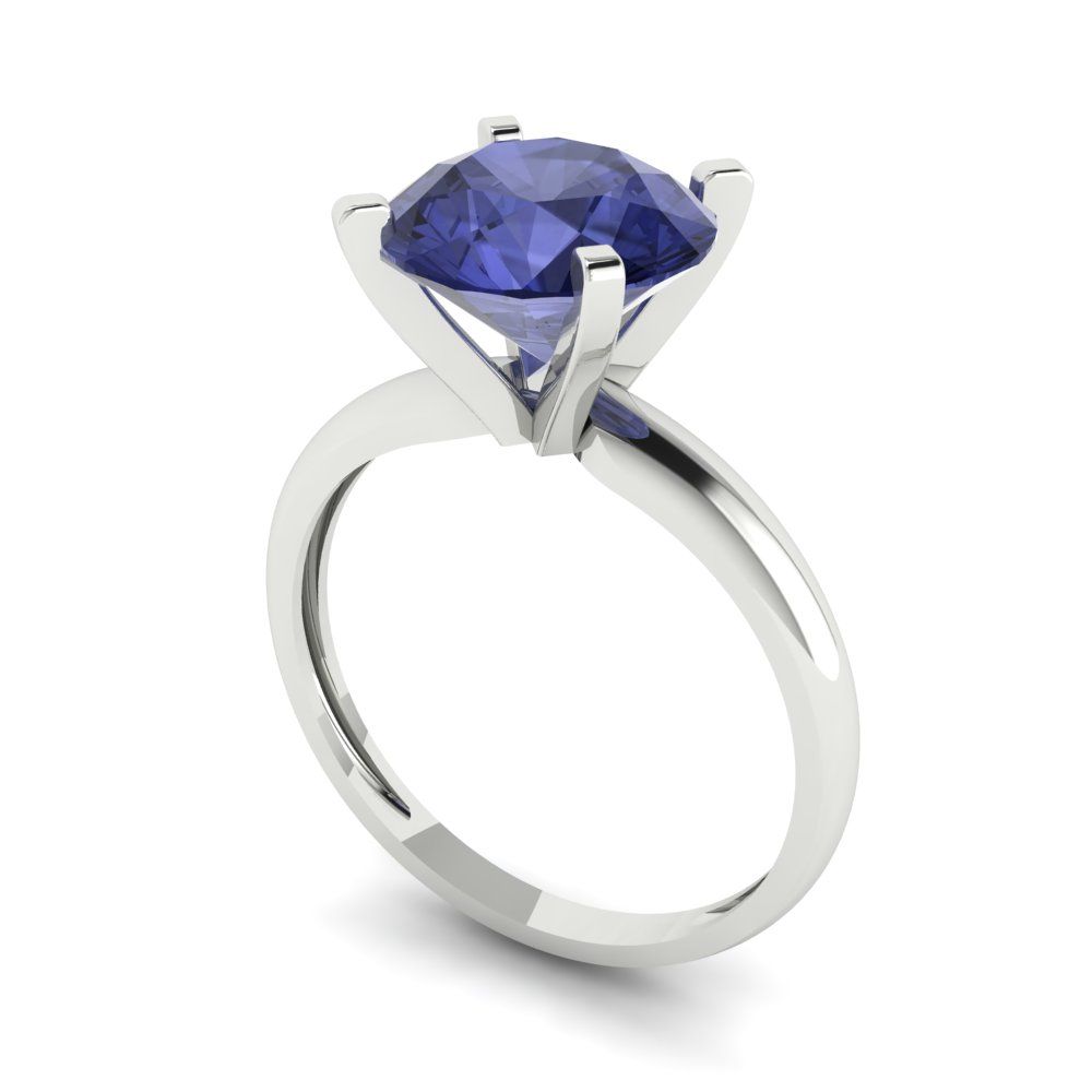 2.5 cttw Simulated Tanzanite Solitaire  Engagement Ring - Solid Gold (Round Cut,8.5mm)