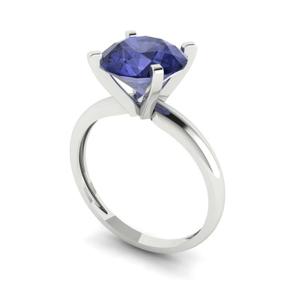 2.5 cttw Simulated Tanzanite Solitaire  Engagement Ring - Solid Gold (Round Cut,8.5mm)