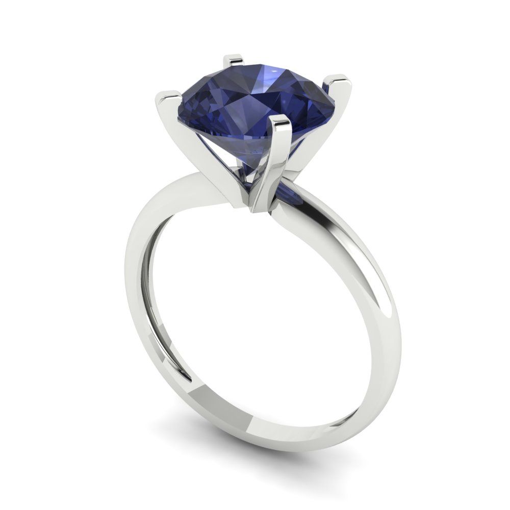 2.5 cttw Simulated Blue Sapphire Solitaire  Engagement Ring - Solid Gold (Round Cut,8.5mm)