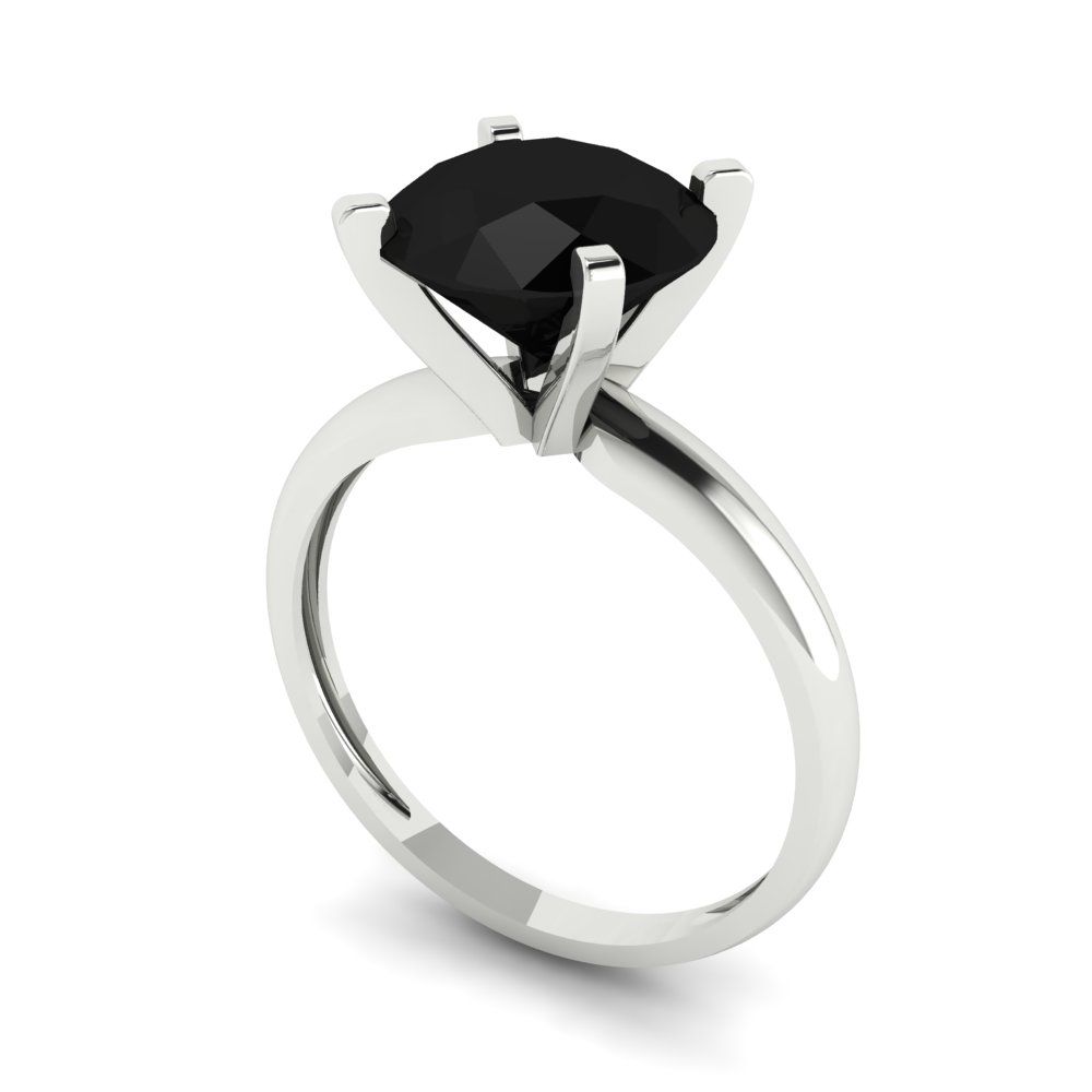 2.5 cttw Natural Onyx Solitaire  Engagement Ring - Solid Gold (Round Cut,8.5mm)