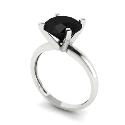 2.5 cttw Natural Onyx Solitaire  Engagement Ring - Solid Gold (Round Cut,8.5mm)