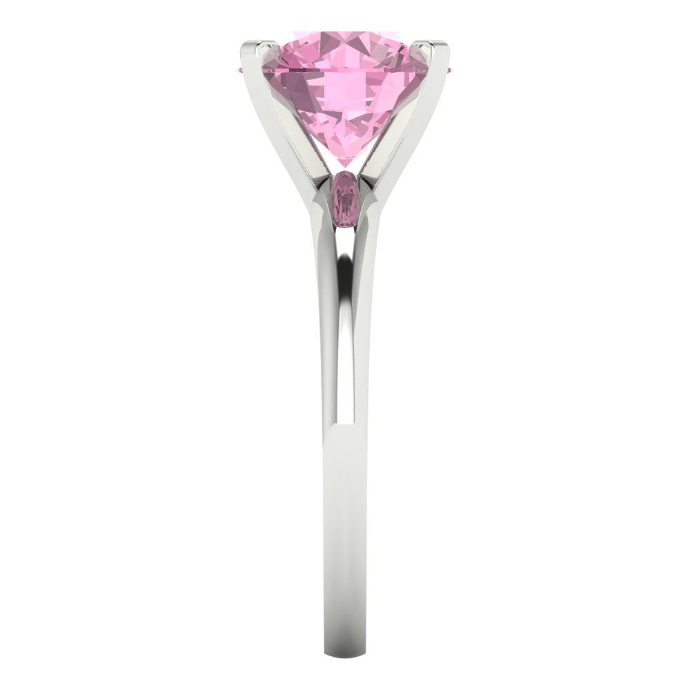 2.5 cttw Zirconia Simulated Pink Diamond Solitaire  Engagement Ring - Solid Gold (VVS1, Round Cut,8.5mm)