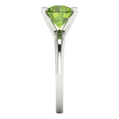 2.5 cttw Natural Peridot Solitaire  Engagement Ring - Solid Gold (Round Cut,8.5mm)