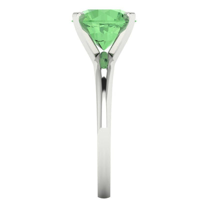 2.5 cttw Zirconia Simulated Green Diamond Solitaire  Engagement Ring - Solid Gold (VVS1, Round Cut,8.5mm)