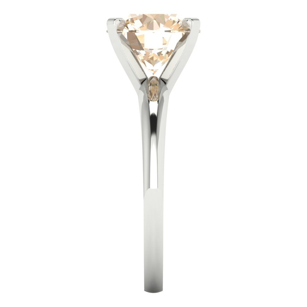 2.5 cttw Natural Morganite Solitaire  Engagement Ring - Solid Gold (Round Cut,8.5mm)