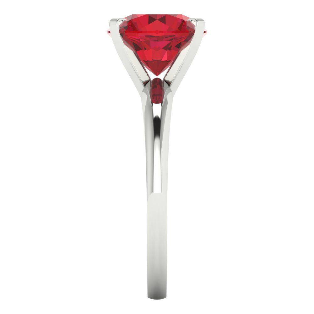 2.5 cttw Simulated Ruby Solitaire  Engagement Ring - Solid White Gold (VVS1, Round Cut,8.5mm)