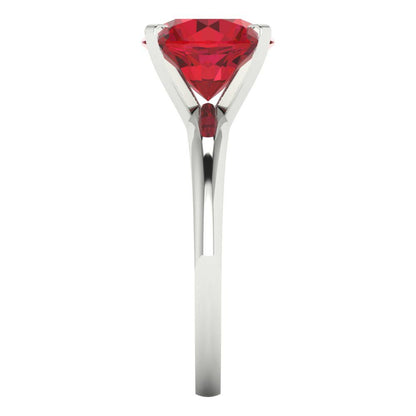 2.5 cttw Simulated Ruby Solitaire  Engagement Ring - Solid White Gold (VVS1, Round Cut,8.5mm)