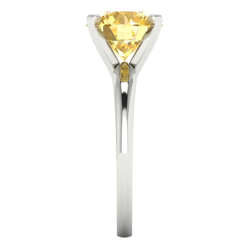 2.5 cttw Zirconia Simulated Yellow Diamond Solitaire  Engagement Ring - Solid Gold (VVS1, Round Cut,8.5mm)