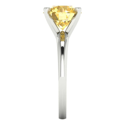 2.5 cttw Zirconia Simulated Yellow Diamond Solitaire  Engagement Ring - Solid Gold (VVS1, Round Cut,8.5mm)