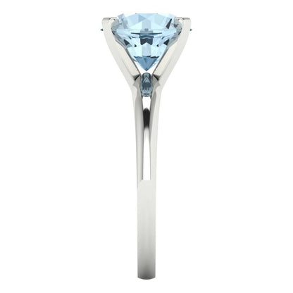 2.5 cttw Natural Swiss Blue Topaz Solitaire  Engagement Ring - Solid Gold (Round Cut,8.5mm)