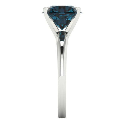 2.5 cttw Natural London Blue Topaz Solitaire  Engagement Ring - Solid Gold (Round Cut,8.5mm)