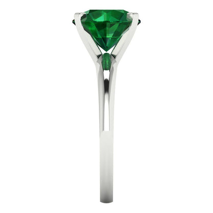 2.5 cttw Simulated Emerald Solitaire  Engagement Ring - Solid Gold (Round Cut,8.5mm)