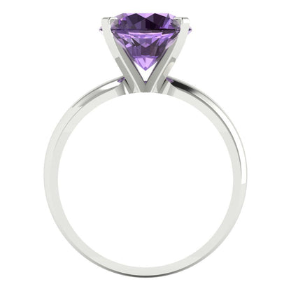 2.5 cttw Simulated Alexandrite Solitaire  Engagement Ring - Solid Gold (Round Cut,8.5mm)