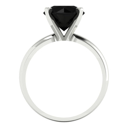 2.5 cttw Natural Onyx Solitaire  Engagement Ring - Solid Gold (Round Cut,8.5mm)