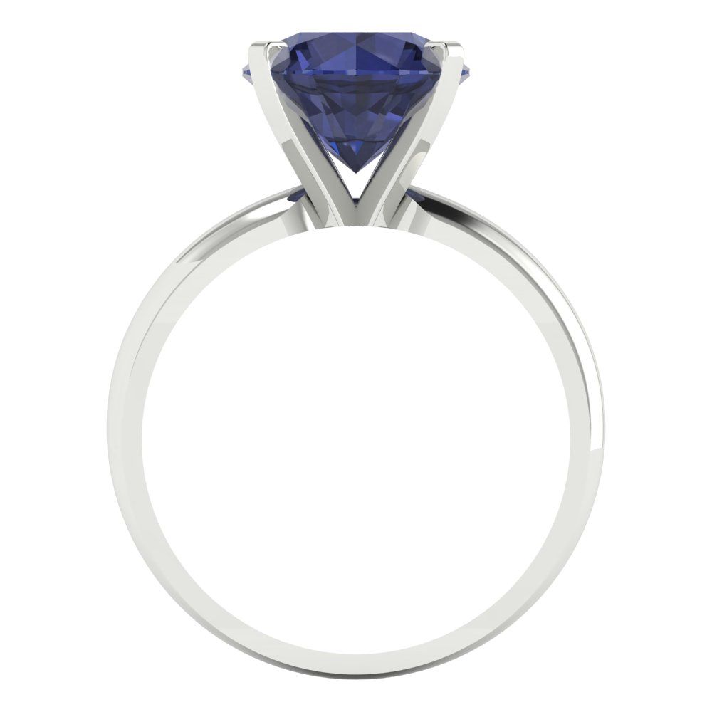2.5 cttw Simulated Blue Sapphire Solitaire  Engagement Ring - Solid Gold (Round Cut,8.5mm)