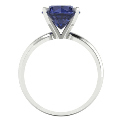 2.5 cttw Simulated Blue Sapphire Solitaire  Engagement Ring - Solid Gold (Round Cut,8.5mm)