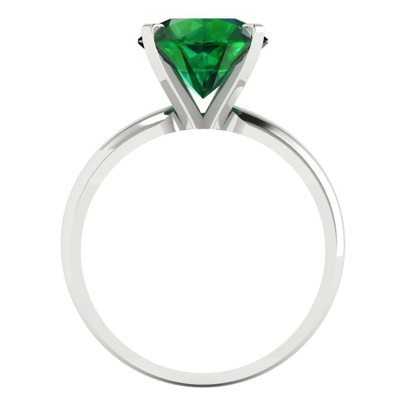 2.5 ct Brilliant Round Cut Simulated Emerald Stone White Gold Solitaire Ring