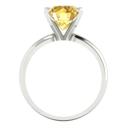 2.5 cttw Zirconia Simulated Yellow Diamond Solitaire  Engagement Ring - Solid Gold (VVS1, Round Cut,8.5mm)