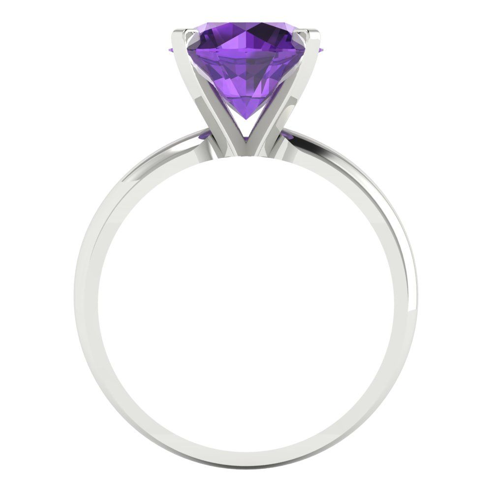2.5 cttw Natural Amethyst Solitaire  Engagement Ring - Solid Gold (Round Cut,8.5mm)